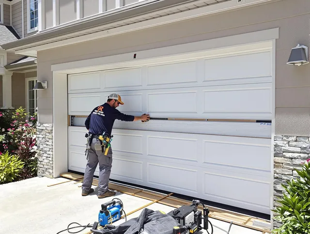 Windsor Garage Door Repair team performing complete garage door replacement at Windsor residence