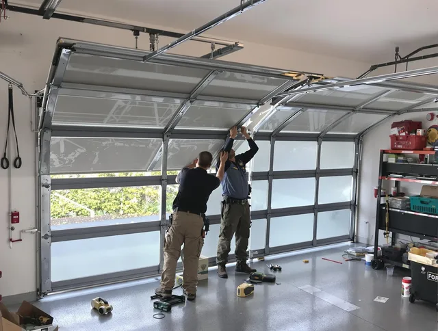 Windsor Garage Door Repair expert performing precise panel replacement on Windsor garage door